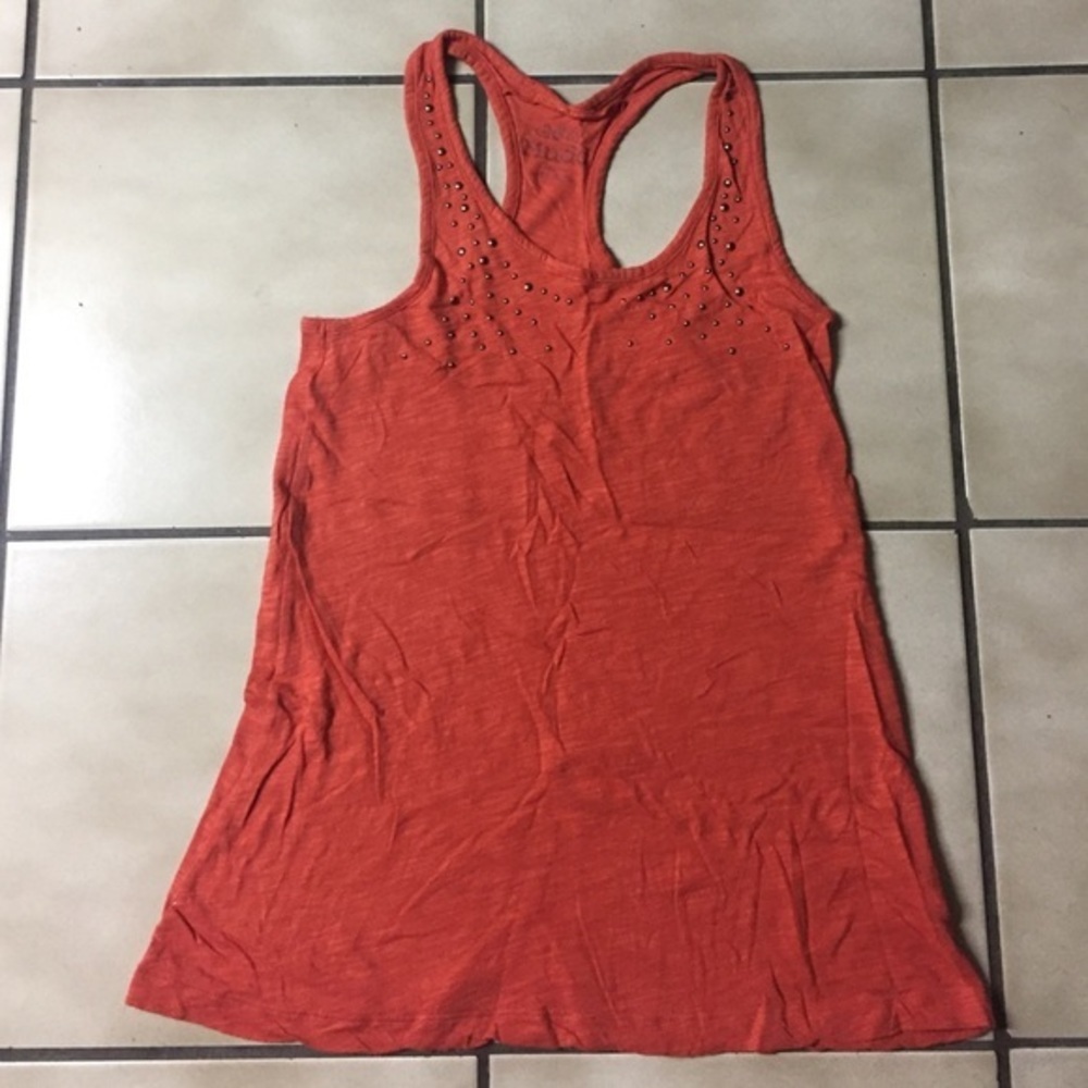 Burnt Orange Racerback Studded Tank Top